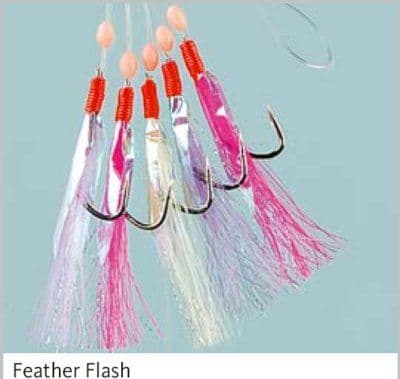 5 Multi Colour Flash Foil 3/0 Feather Rigs R62
