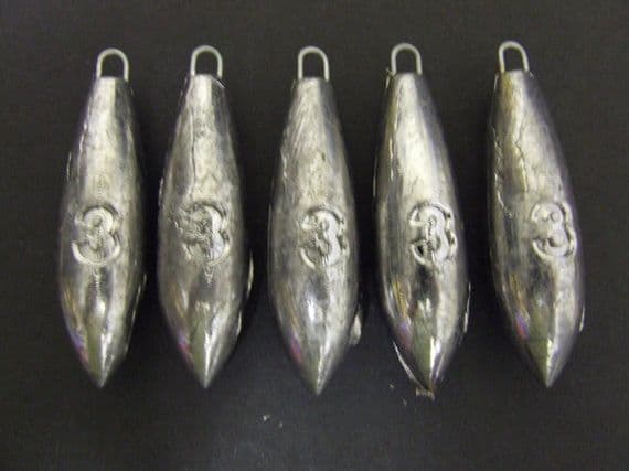 5 x 3oz Pro Beach Bomb Lead Weights Lure Cod Sea Pier Mackerel Bait Fishing - 123269600355