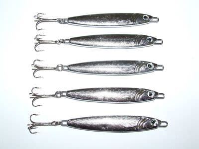 5 x FFT 60g SILVER STINGER LURE SPINNER MACKEREL COD BASS FEATHER SEA FISHING
