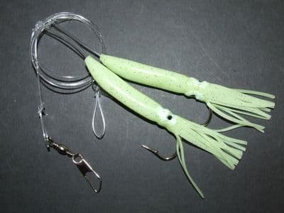 BIG LUMO SQUID RIG LURE 2 x 8/0 HOOK BOAT NORWAY COD SEA FISHING 150lb LINE