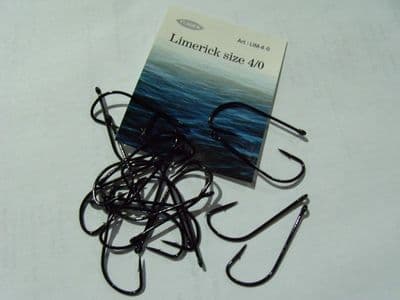 BLACK LIMERICK HOOKS 20 PACK 8 6 4 2 1 1/0 2/0 3/0 4/0 5/0 6/0 7/0 8/0