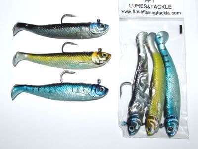 FFT SUPER CATCH 3 x 28g SHAD 4/0 HOOK BOAT BASS WRECK KAYAK PIKE SEA FISHING