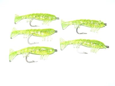 FFT SUPER CATCH 5 x GLITTER SHRIMP LURE 2/0 HOOK BOAT BASS KAYAK SEA FISHING