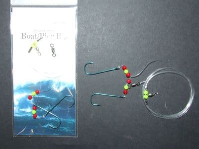 FLADEN BOAT PIER BEACH 2 HOOK RIG SIZE 1 2 4 1/0 2/0 SEA COD BASS FISHING