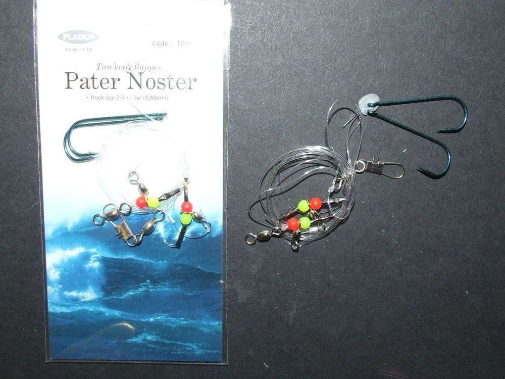 FLADEN PATER NOSTER 2 HOOK RIG SIZE 1 2 4 1/0 2/0 SEA BEACH COD BASS ...