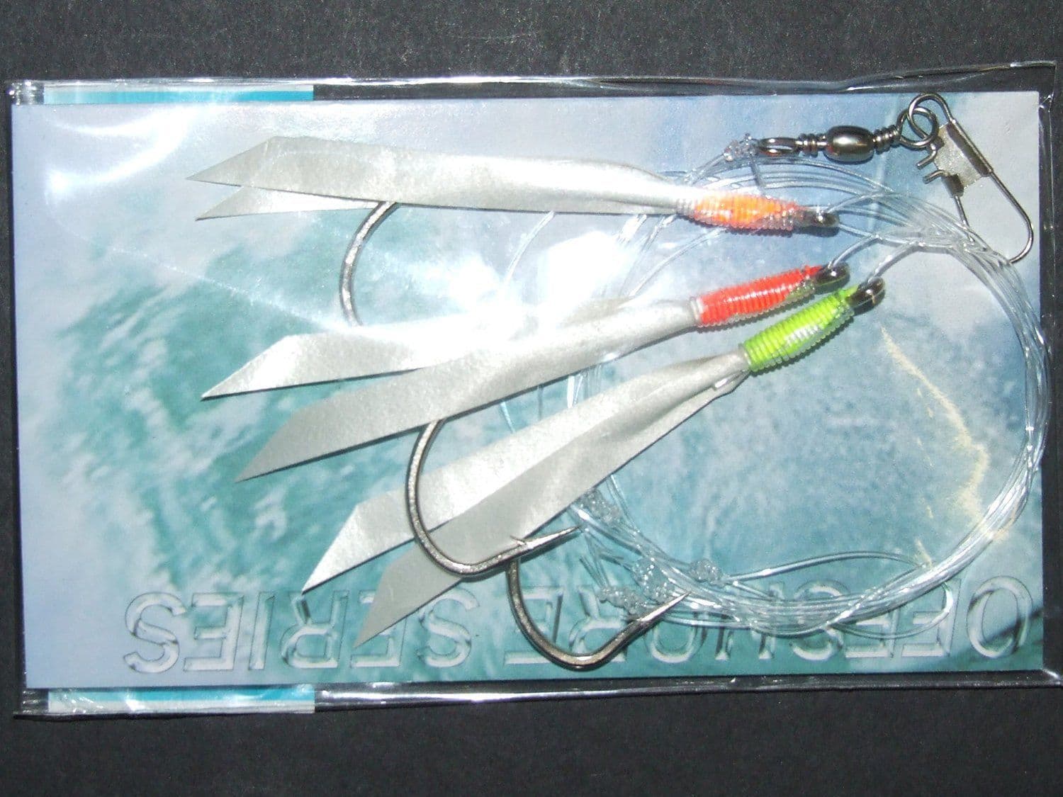 5 Packs Luminou Hokki Mackerel Cod Feather Rig – 5 Hook Size 3/0, 60lb Line, For Bass & Pollock Fishing