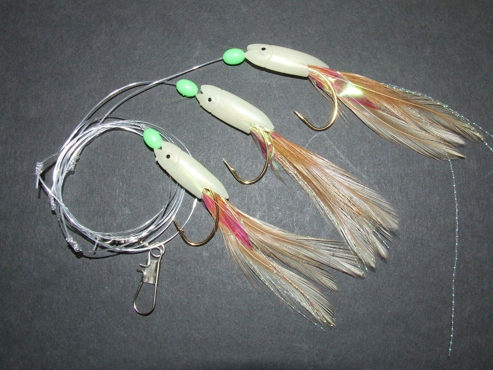 NATURAL HOKKI 3 x 3/0 HOOK NORWAY COD LURE SEA FISHING RIGS BOAT ROD TACKLE