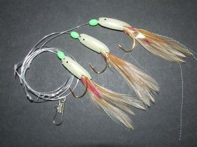 NATURAL HOKKI 3 x 3/0 HOOK NORWAY COD LURE SEA FISHING RIGS BOAT ROD TACKLE