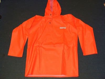 OCEAN SMOCK JACKET COAT WATERPROOFS ORANGE SEA BEACH BOAT FISHING TACKLE