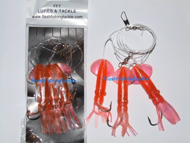Jelly Squid Rigs 3 x 5/0 Hooks | Squid/Eel/Prawn/Shrimp Rigs | Flash ...