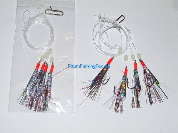 Rainbow Multi Colour Feathers | Feather Rigs | Flash Fishing Tackle