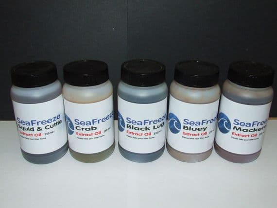 Seafreeze Oil Extract PEELER CRAB MACKEREL BLUEY BLACK LUG WORM SQUID BAIT DIP