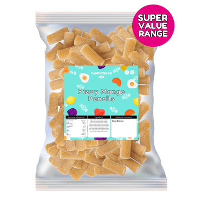 1kg Candycrave Super Value Fizzy Mango Pencils