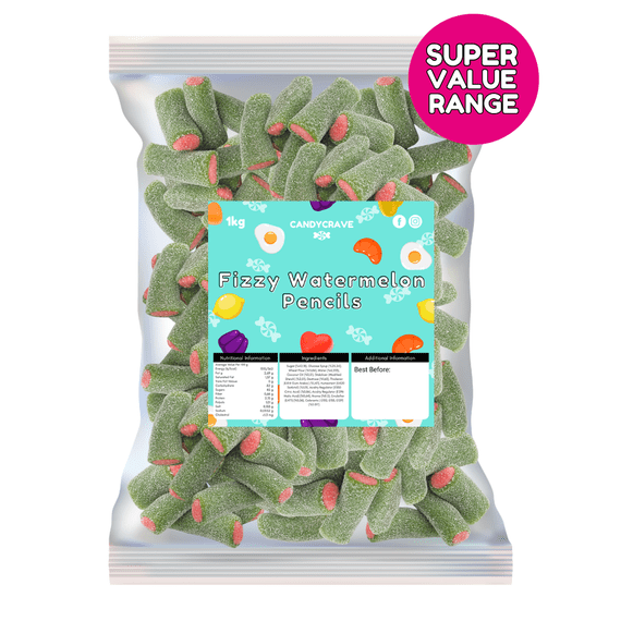 1kg Candycrave Super Value Fizzy Watermelon Pencils