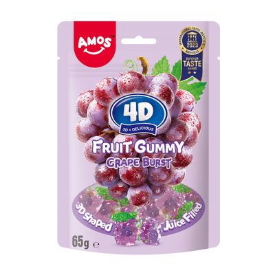 Amos 4D Fruit Gummy Grape Burst Peg Bag 12x65g