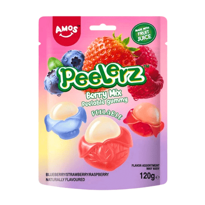 Amos Peelerz Gummy Berry Mix Bag 12x120g