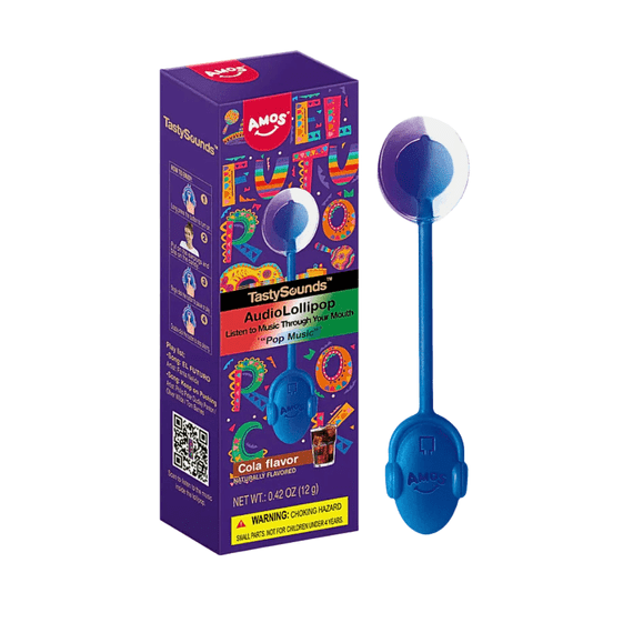 Amos Tasty Sounds Pop Cola El Futuro Audio Lollipop 12x12g