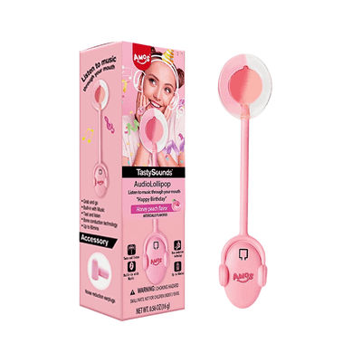 Amos Tasty Sounds Pop Peach Birthday Girl Audio Lollipop 12x12g