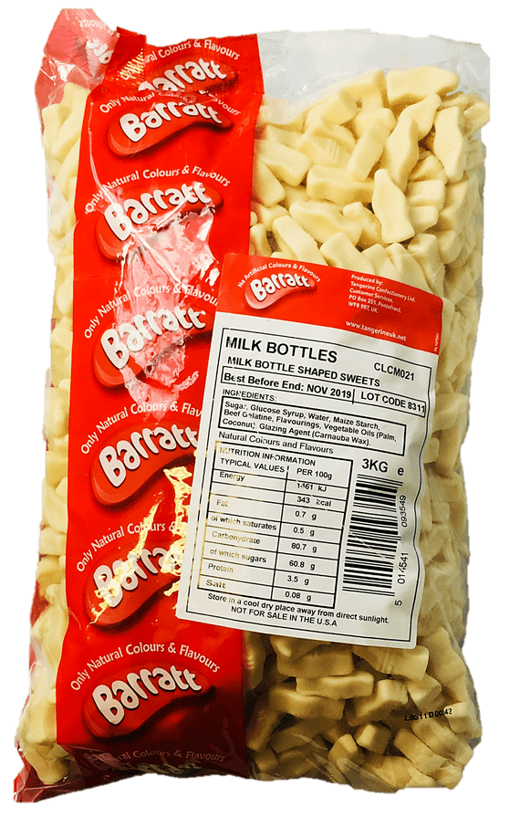 Barratt Milk Bottle sweets in a 2kg wholesale pack