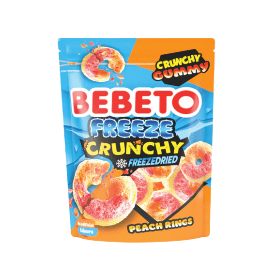 Bebeto Freeze Dried Peach Rings: Crunchy Halal Sweets 12x35g