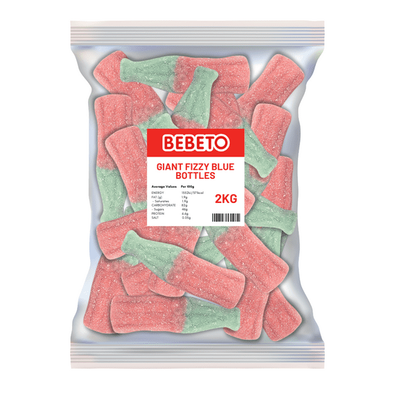 Bebeto Giant Fizzy Blue Bottles: Halal Bubblegum Sweets 2kg