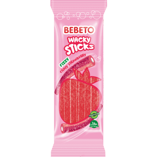 BEBETO WACKY STICKS FIZZY STRAWBERRY 24x160G