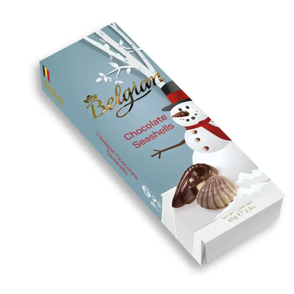 BELGIAN WINTER CHOCOLATE SEASHELLS 65G SINGLE BELGIAN WINTER CHOCOLATE SEASHELLS 65G SINGLE