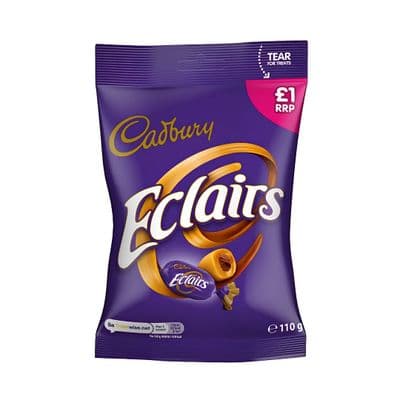 CADBURY ECLAIRS BAGS £1 PMP 12X110G