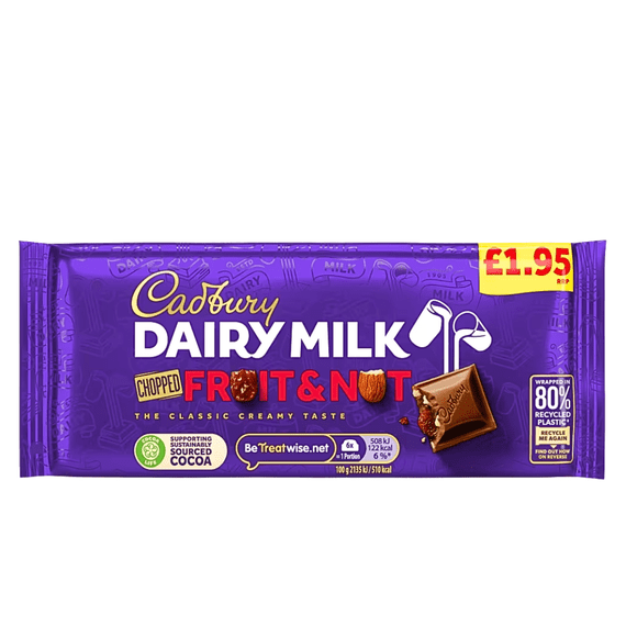 Cadbury Fruit & Nut 22X95g PMP £1.95