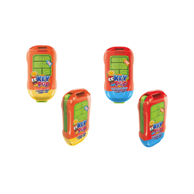 CANDY CASTLE KEY POP BLUE RASP & STRAWB LOLLIPOPS 18X10G