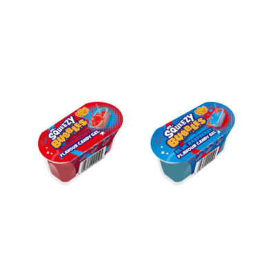 CANDY CASTLE MR SQUEEZY BUBBLES STRAWB & BLUE RASP GEL CANDY 12X43G