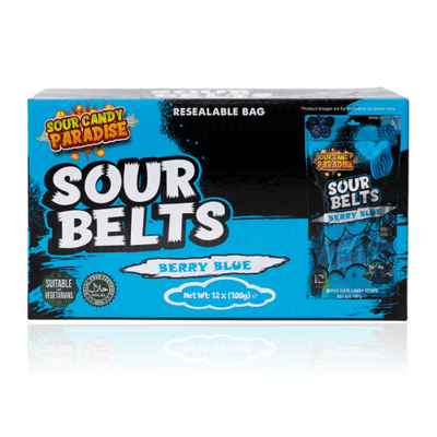 Candy Paradise Sour Belts Berry Blue 12x100g