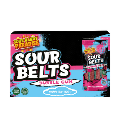 Candy Paradise Sour Belts Bubblegum 12x100g
