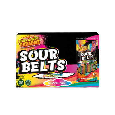 Candy Paradise Sour Belts Rainbow 12x100g