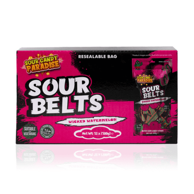 Candy Paradise Sour Belts Wicked Watermelon 12x100g