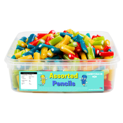 CANDYCRAVE ASSORTED PENCILS 600G TUB