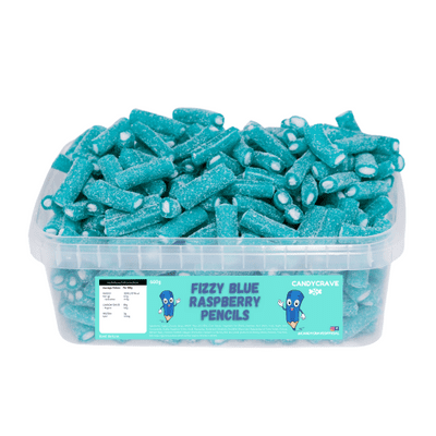 CANDYCRAVE FIZZY BLUE RASPBERRY PENCILS 600G TUB