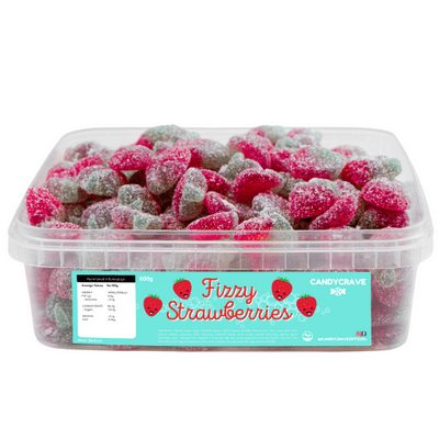 CANDYCRAVE FIZZY STRAWBERRIES TUB 600g
