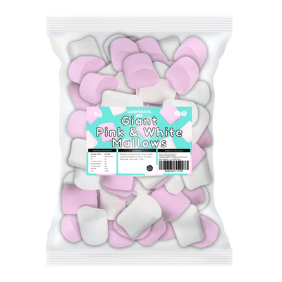 CANDYCRAVE GIANT PINK & WHITE MARSHMALLOWS 1KG