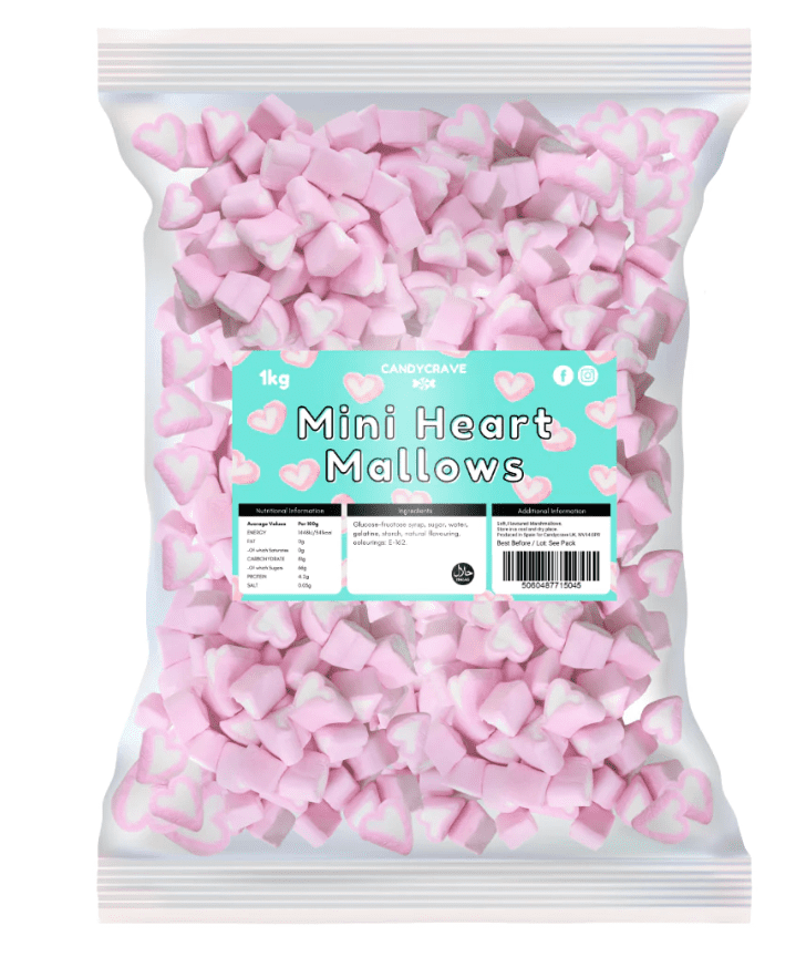 CANDYCRAVE MINI HEART MALLOWS 1KG