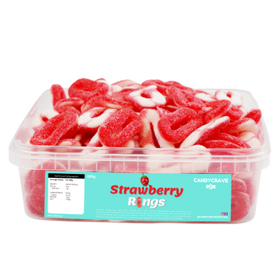 CANDYCRAVE STRAWBERRY RINGS 600G TUB