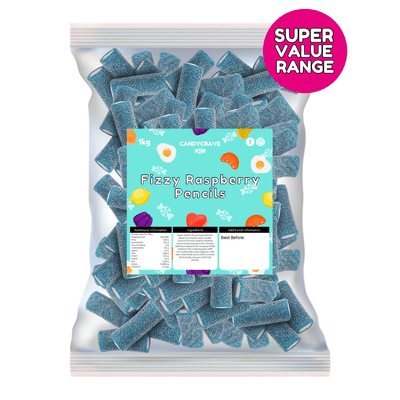 Candycrave Super Value 1kg Fizzy Blue Raspberry Pencils