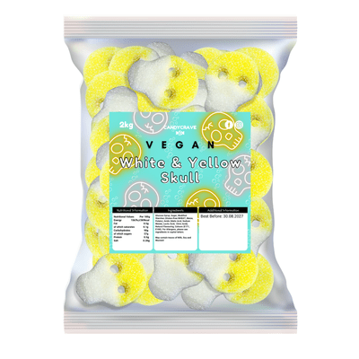 Candycrave Vegan Fizzy White and Yellow Skulls 2kg