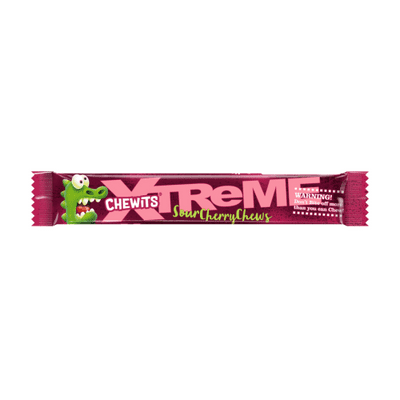 CHEWITS EXTREME SOUR CHERRY CHEWS 24x34g
