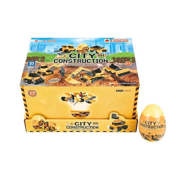 City Engine Eggs with Buildable Vehicle Toys 24 Count