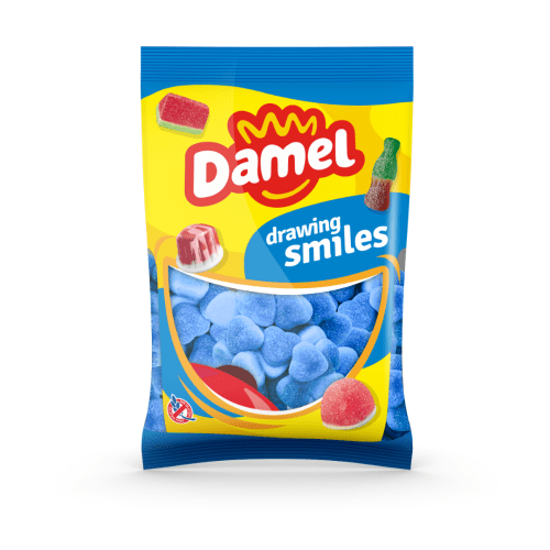 DAMEL SOUR BLUE RASPBERRY HEARTS 1KG