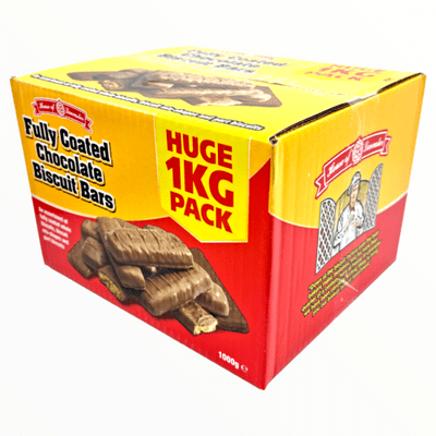 FULLY COATED CHOCOLATE BISCUIT BARS 1KG BOX