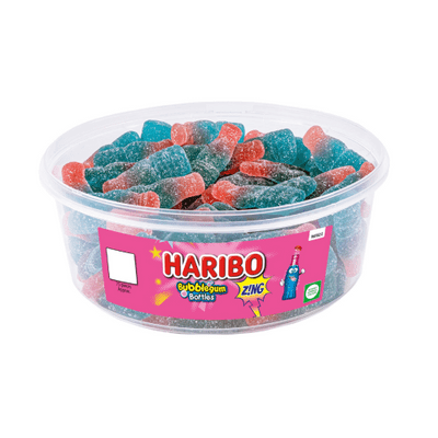HARIBO BUBBLEGUM BOTTLES ZING TUB  1x75