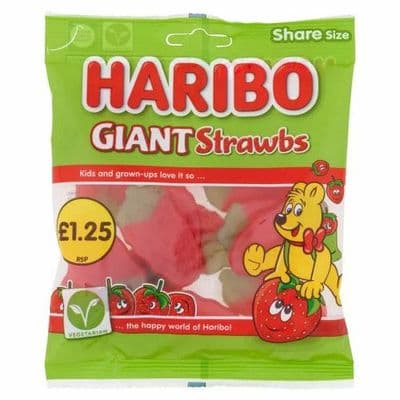HARIBO GIANT STRAWBERRIES £1.25 PMP 12X140G