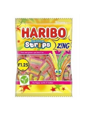 HARIBO RAINBOW STRIPS Z!NG 12x130g £1.25 PMP